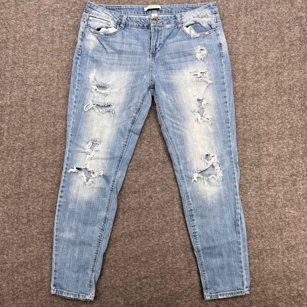 Adam Levine Womens Distressed Skinny Jeans Light Wash Ripped Denim Size 15